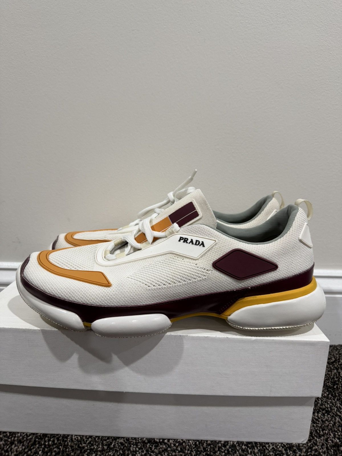 Prada Prada Cloudbust Knit White/Orange Trainer Sneakers Size US 10 / EU 43 - 6 Thumbnail