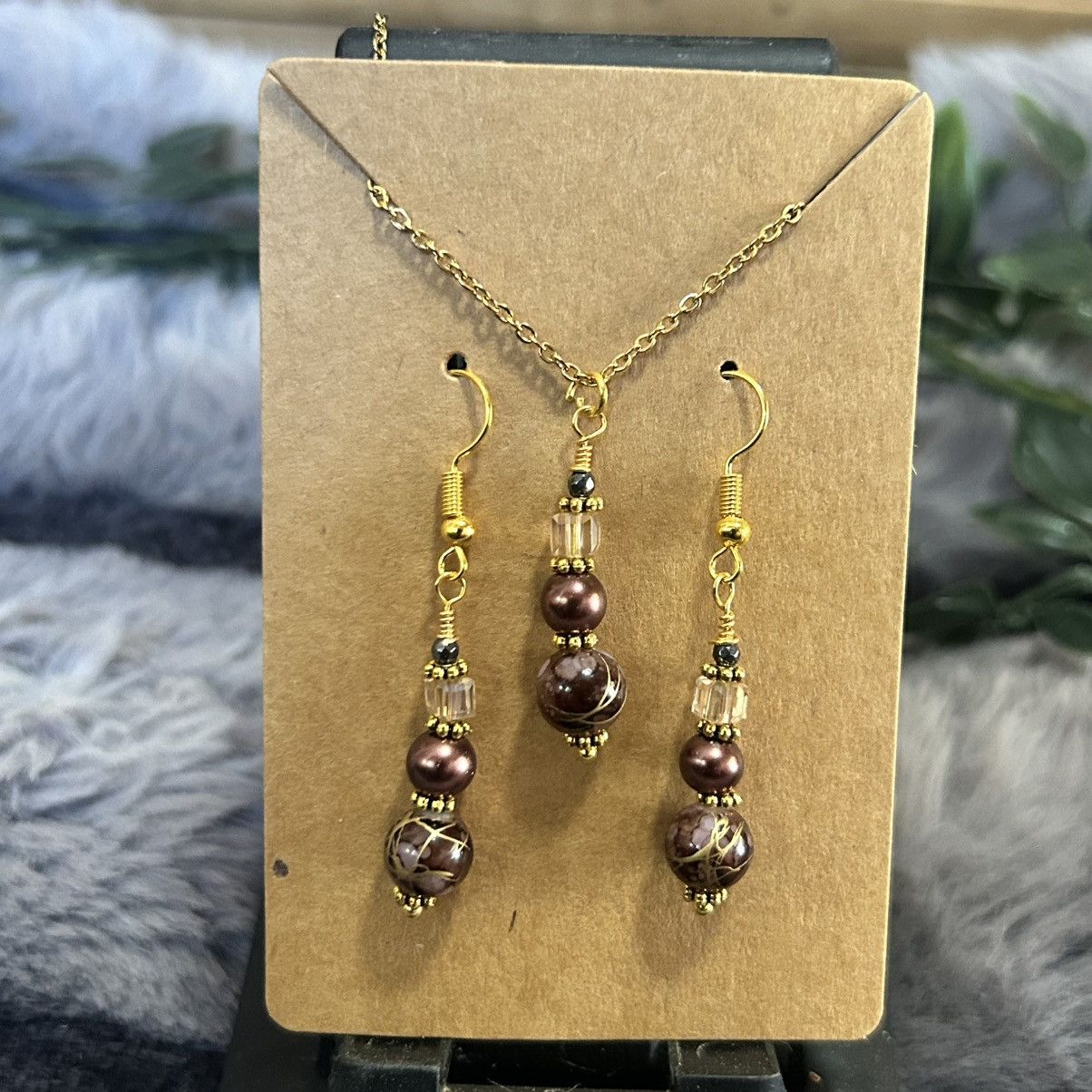 Handmade Handcrafted art glass Czech pearl crystal necklace set Size ONE SIZE - 2 Thumbnail