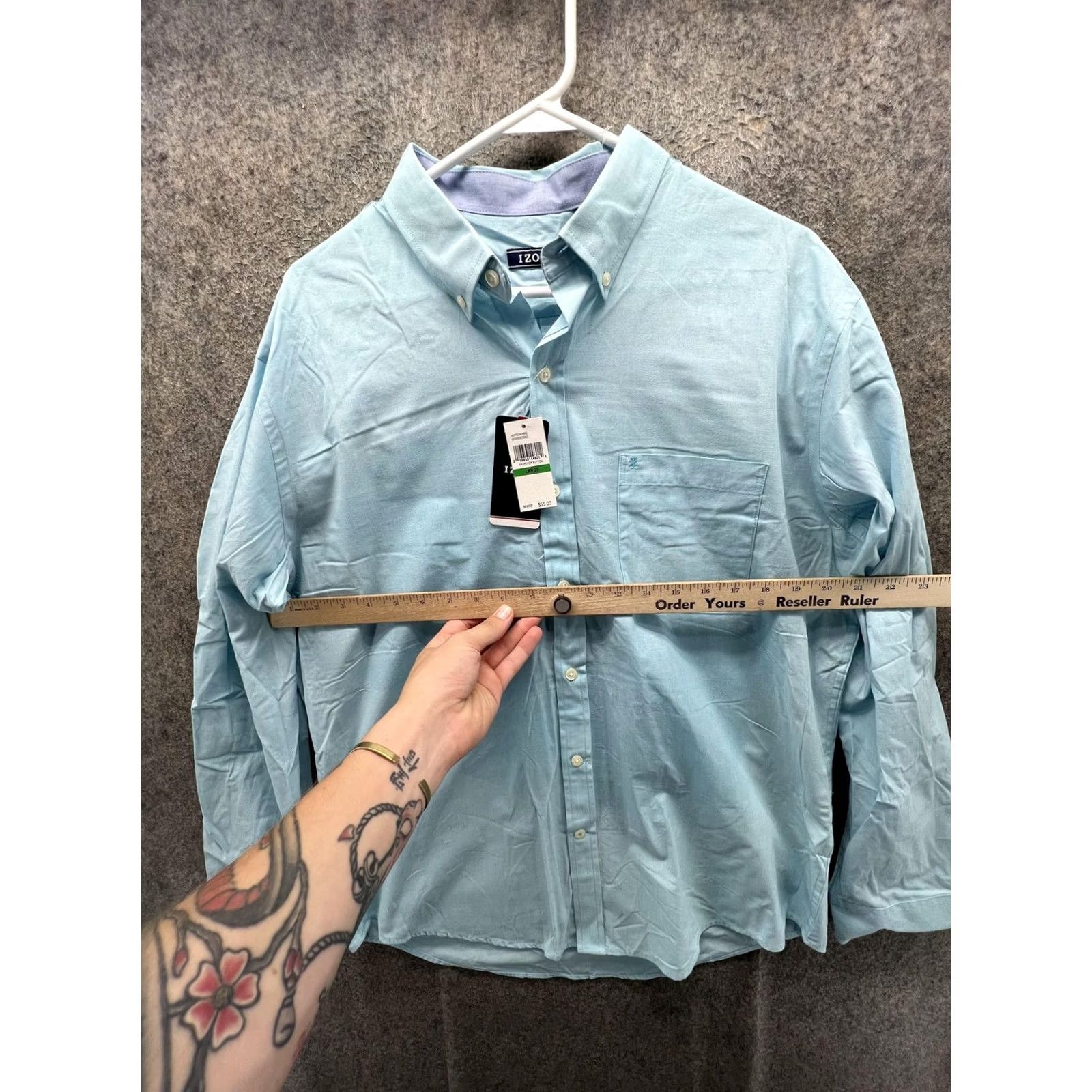 Izod IZOD Shirt Mens Large Blue Solid Long Sleeve Button Front Casual Woven NEW Size US L / EU 52-54 / 3 - 3 Thumbnail