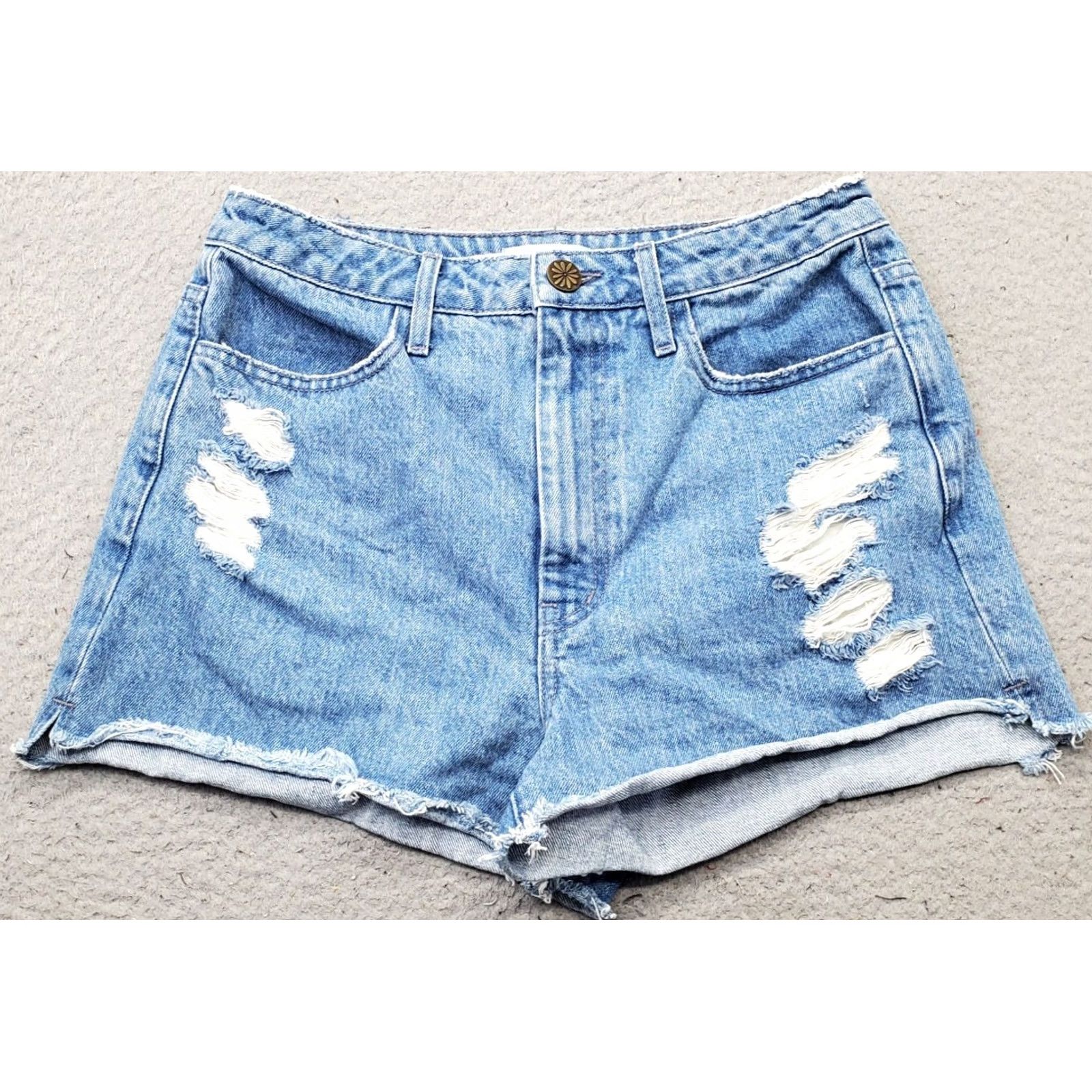 Denime Mumu Blue Womens 27 Blue Denim Jean Shorts Streetwear Distressed Raw Hem 2" Inseam Casual Summer USA Pants Women Size 27 Size 27" / US 4 / IT 40 - 2 Thumbnail