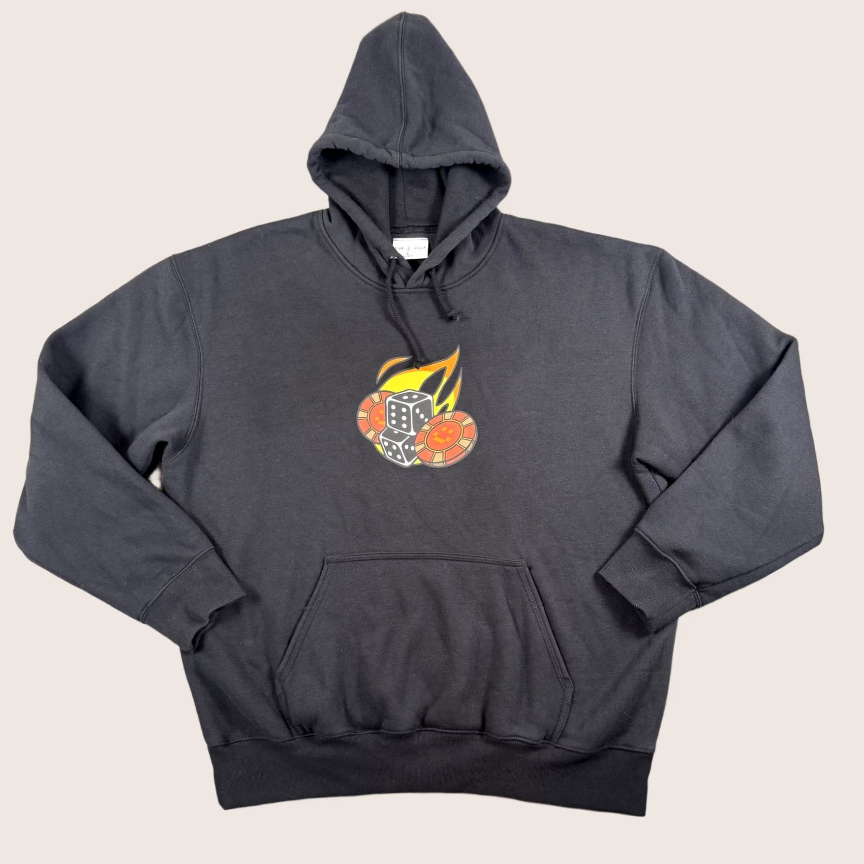 Vintage Five Hills Hoodie Mens XL Black Dice Poker Chips Flames Pullover Casino Size US XL / EU 56 / 4 - 1 Thumbnail
