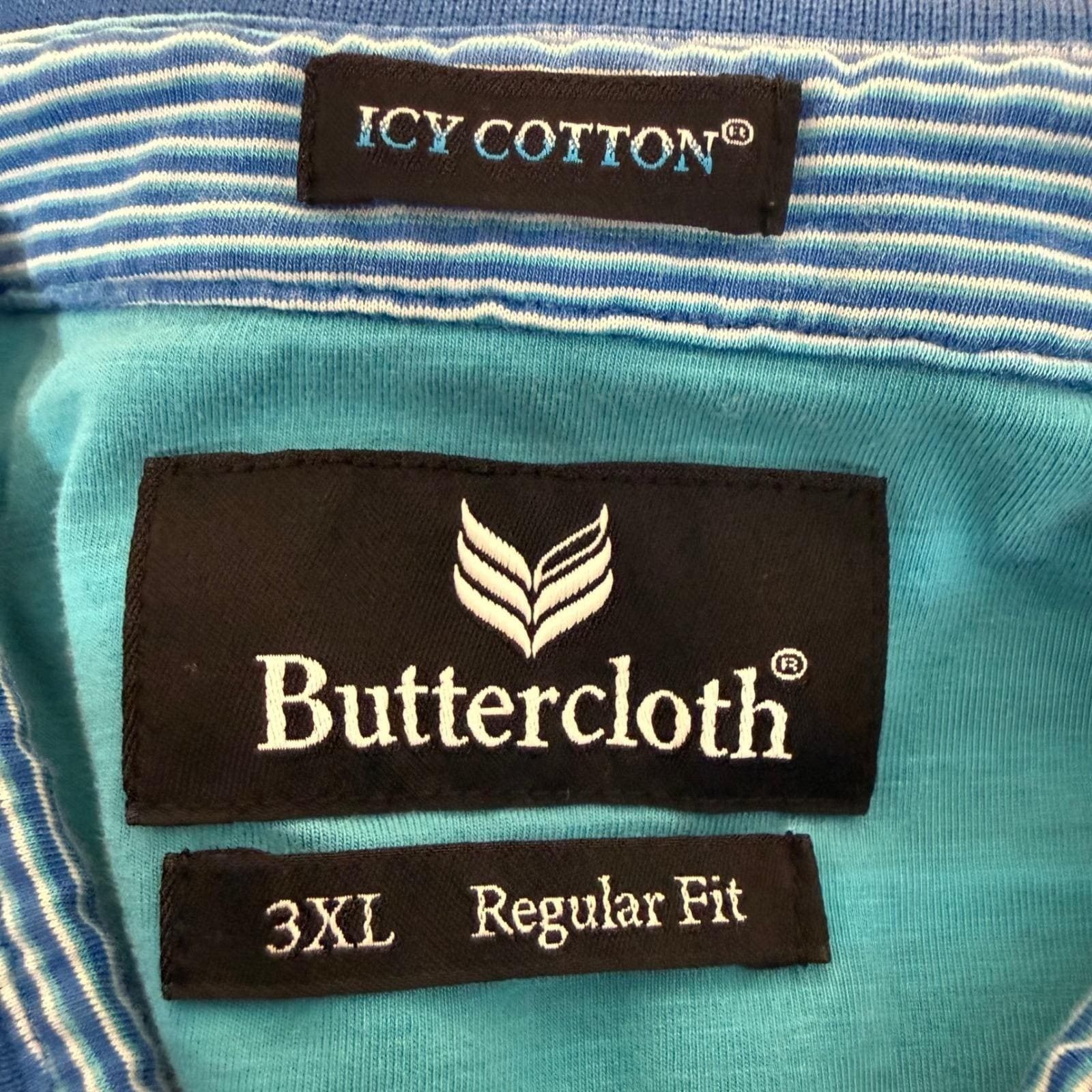 Other Buttercloth Icy Cotton Men 3XL Blue Striped Polo Shirt Size US XXL / EU 58 / 5 - 2 Thumbnail