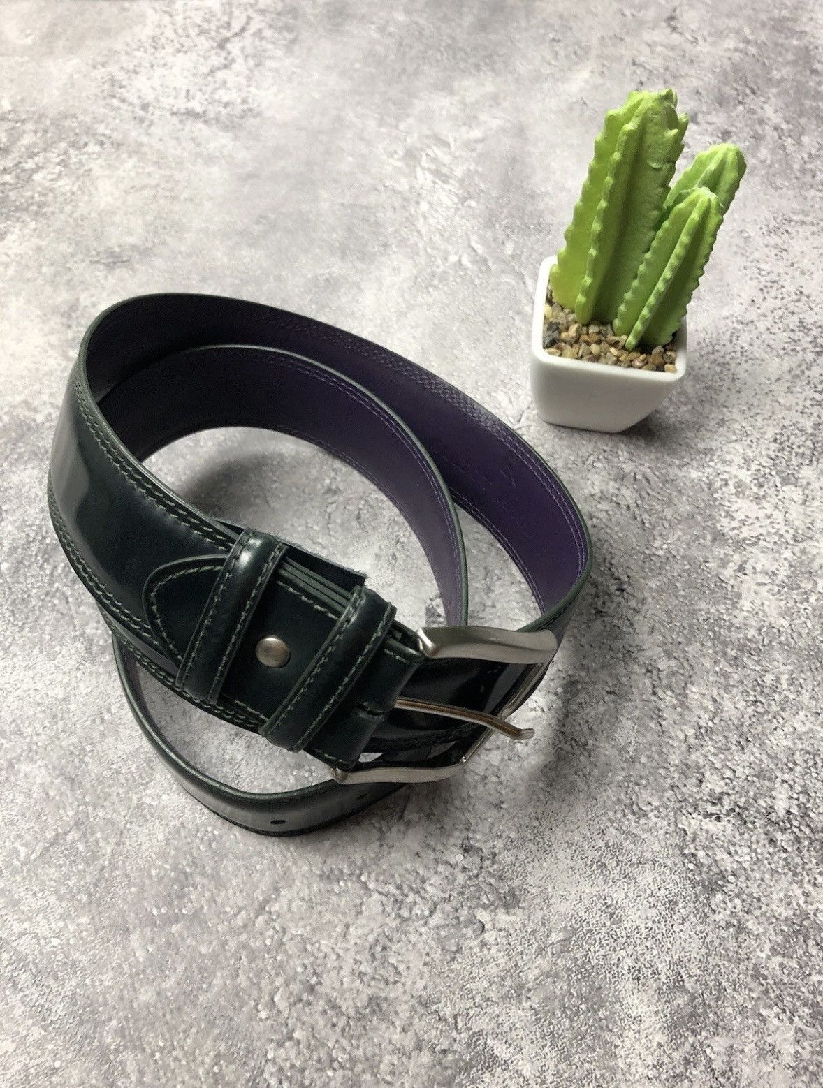 Other ELLIOT RHODES Vintage Real Leather Buckle Belt Navy Green Size ONE SIZE - 1 Thumbnail