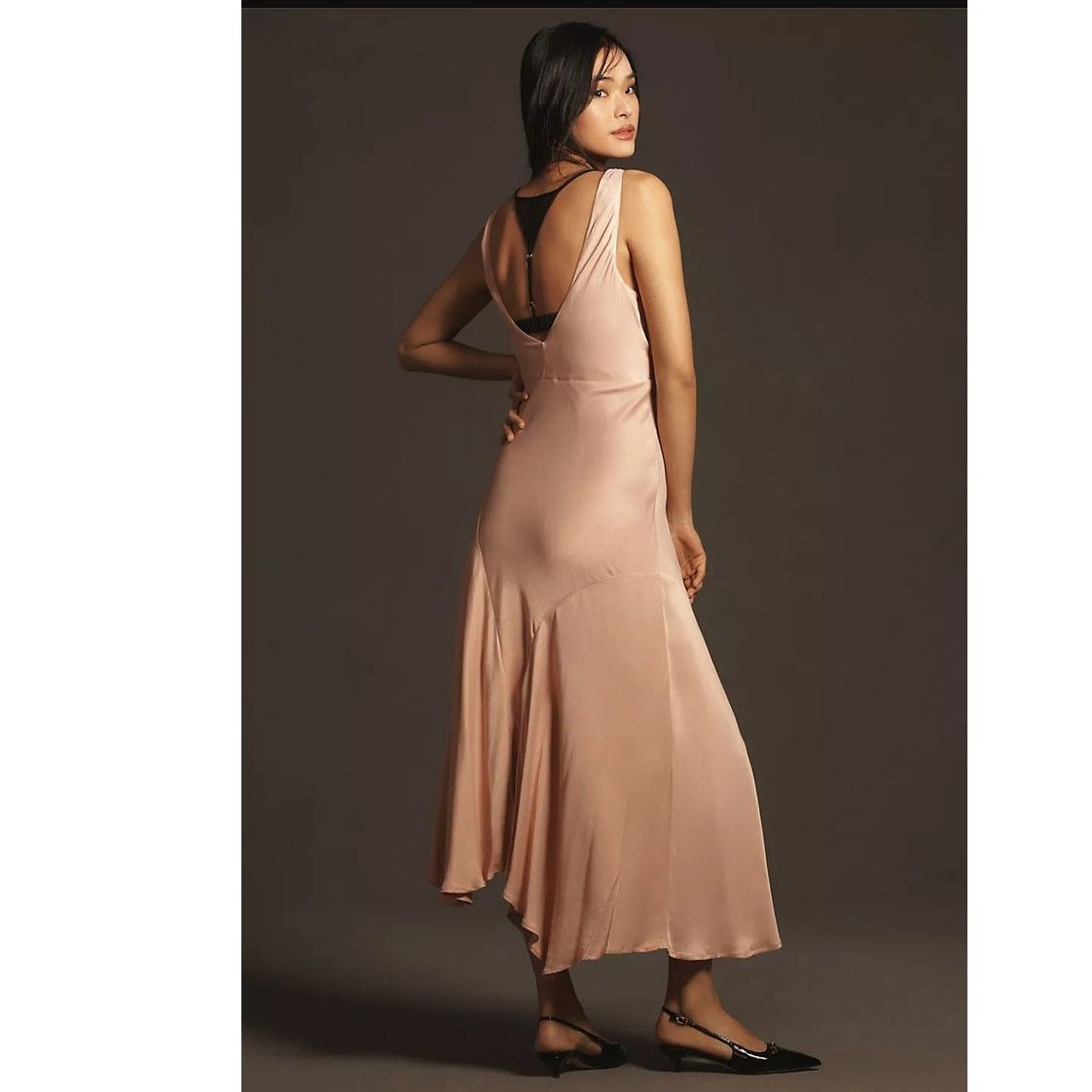 Anthropologie NWT Cowl-Neck Asymmetrical Twofer Slip Dress $178 XS Pink Size XS / US 0-2 / IT 36-38 - 4 Thumbnail