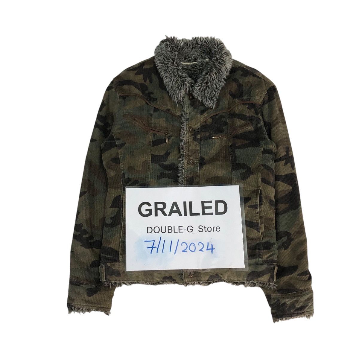 Japanese Brand 📌Vintage Biker Jacket Camouflage Mink Fur Fleece Blanket Size US L / EU 52-54 / 3 - 1 Thumbnail