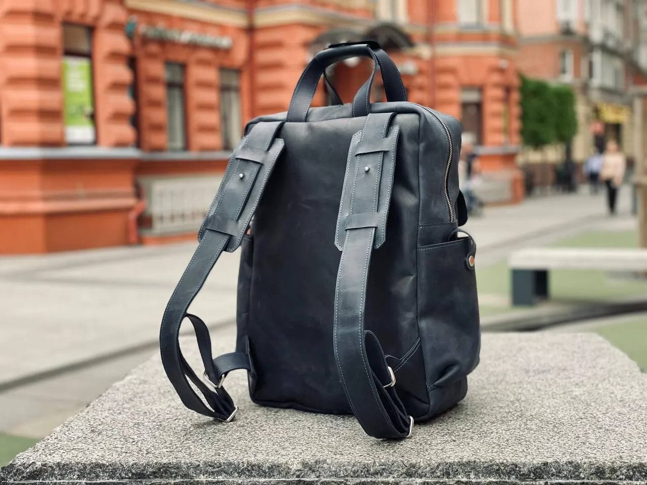 Handmade Leather Backpack. Genuine Vintage Leather CrazyHorse Size ONE SIZE - 3 Thumbnail