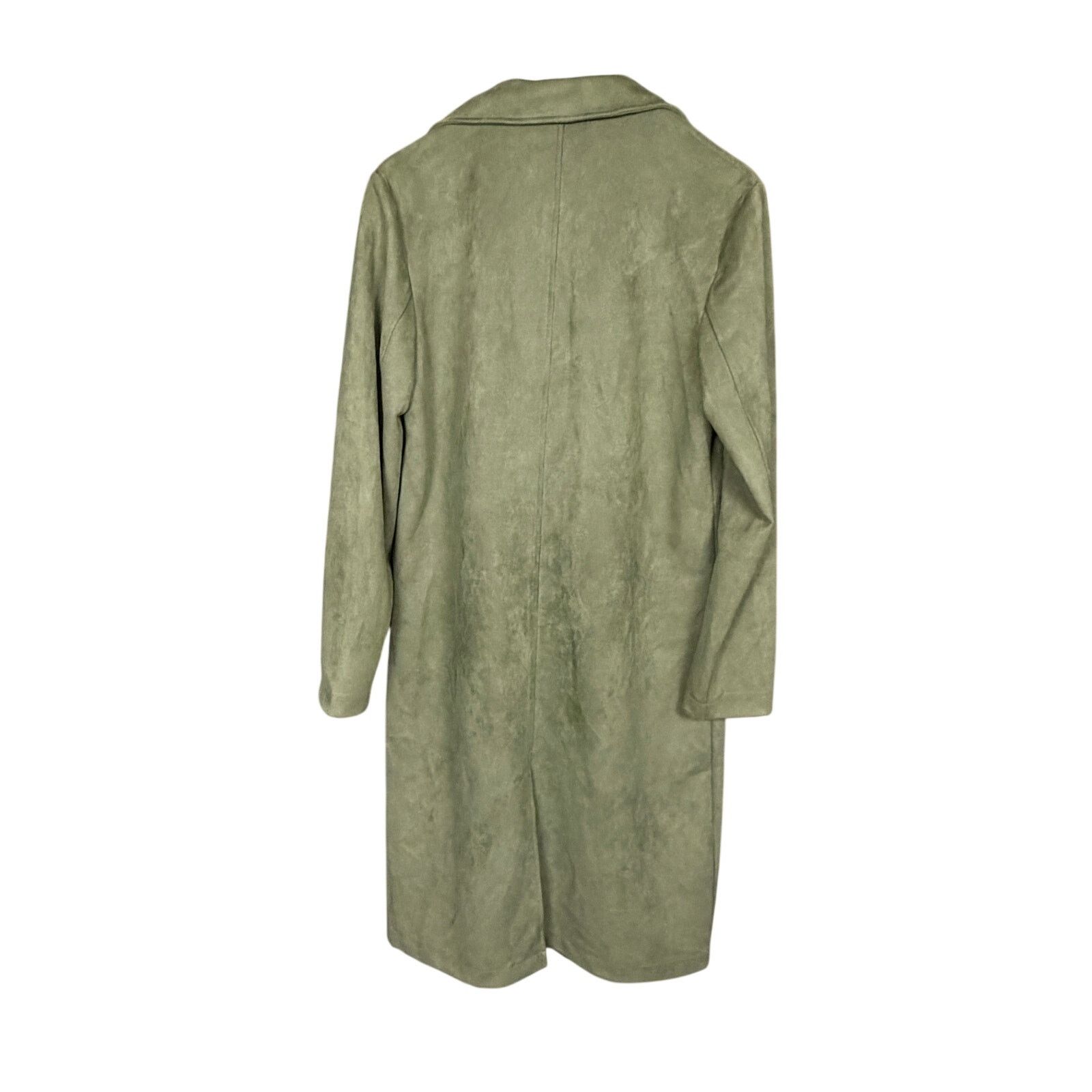 Forever 21 Forever 21 Olive Green Faux Suede Womens S Full Length Coat Size S / US 4 / IT 40 - 2 Thumbnail
