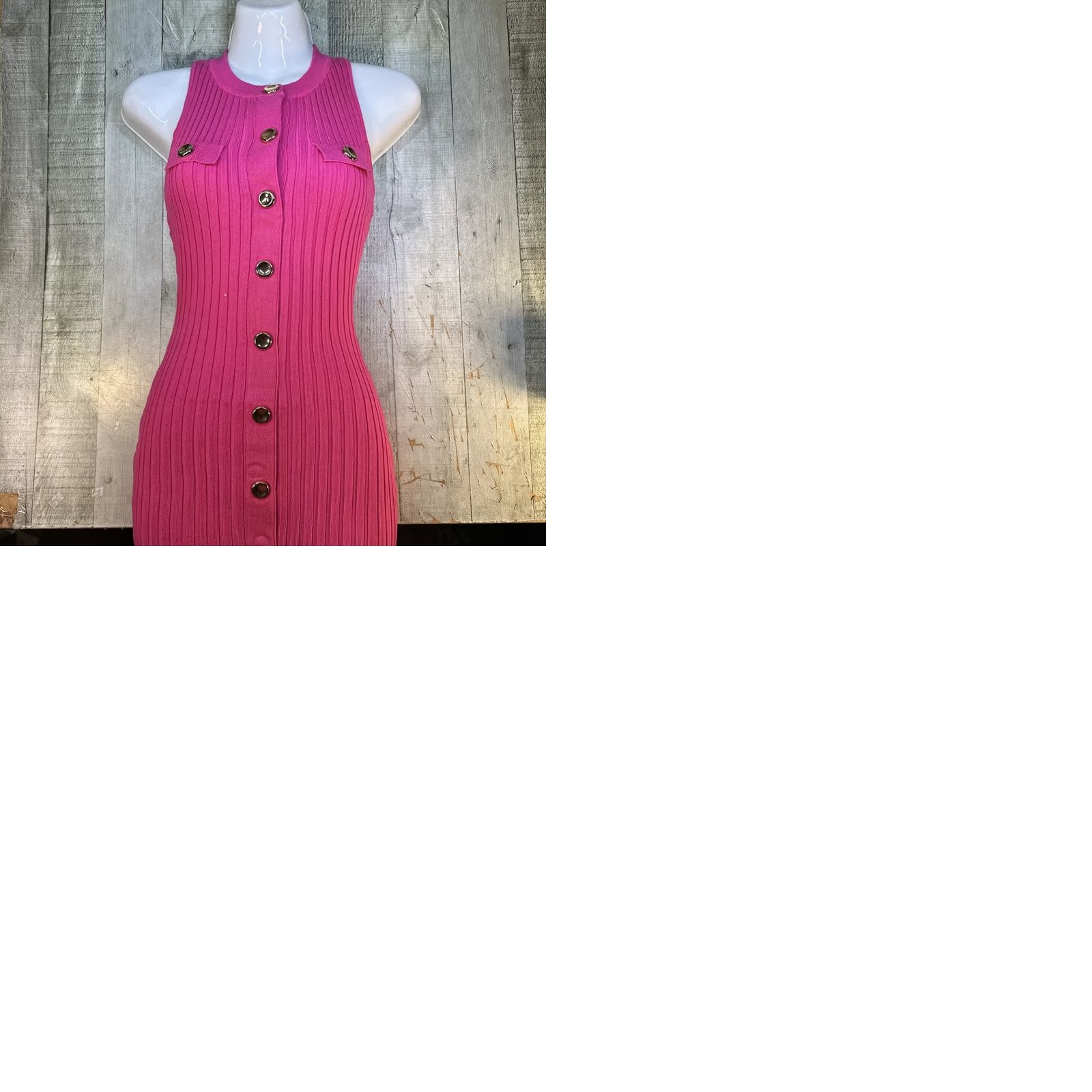 Pinko Hera Pink Ribbed Bodycon Mini Dress Button Front Y2K Barbiecore S Womens Dress Size S / US 4 / IT 40 - 9 Thumbnail