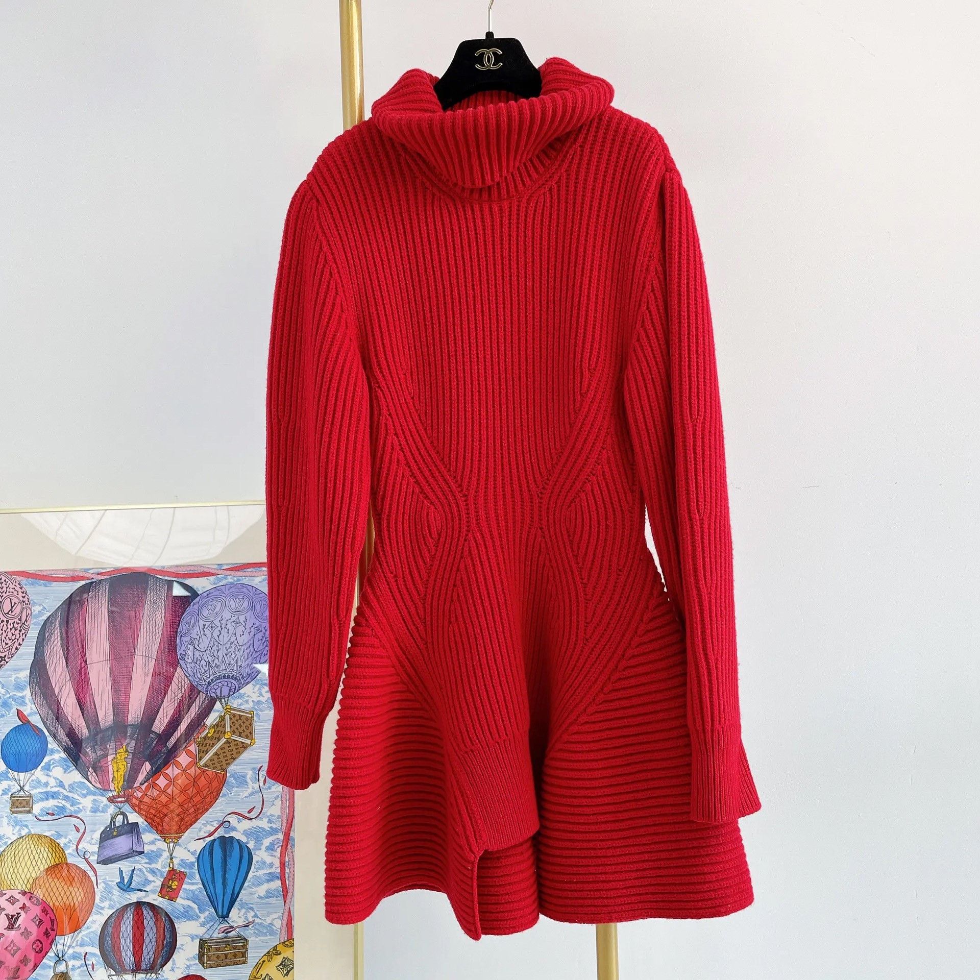 Alexander McQueen Alexander McQueen Red Turtleneck Knit Dress Size S / US 4 / IT 40 - 1 Thumbnail