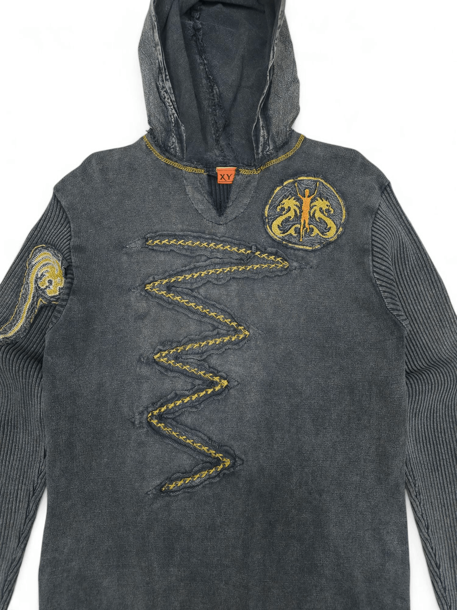 JNCO 💎 Vintage Gray Dragon Tribal Washed Hoodie Sweatshirt Y2K Size US M / EU 48-50 / 2 - 3 Thumbnail