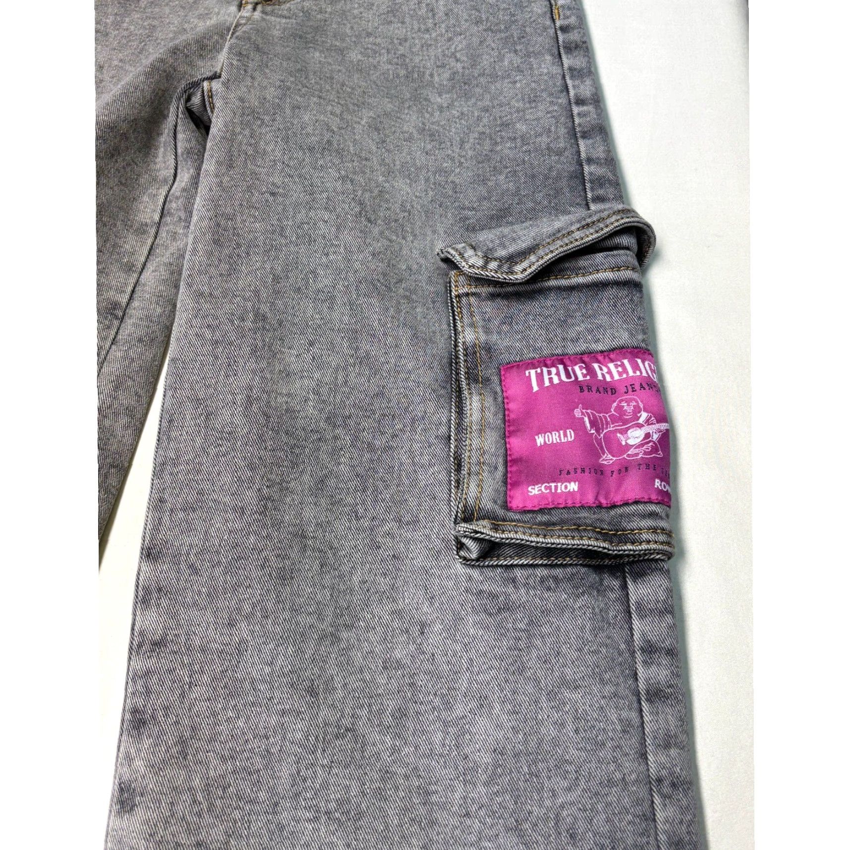 True Religion True Religion Leila Gray Acid Wash Wide Leg Cargo Jeans 26 26.5 in Women VINTAGE? No Size 26" / US 2 / IT 38 - 2 Thumbnail