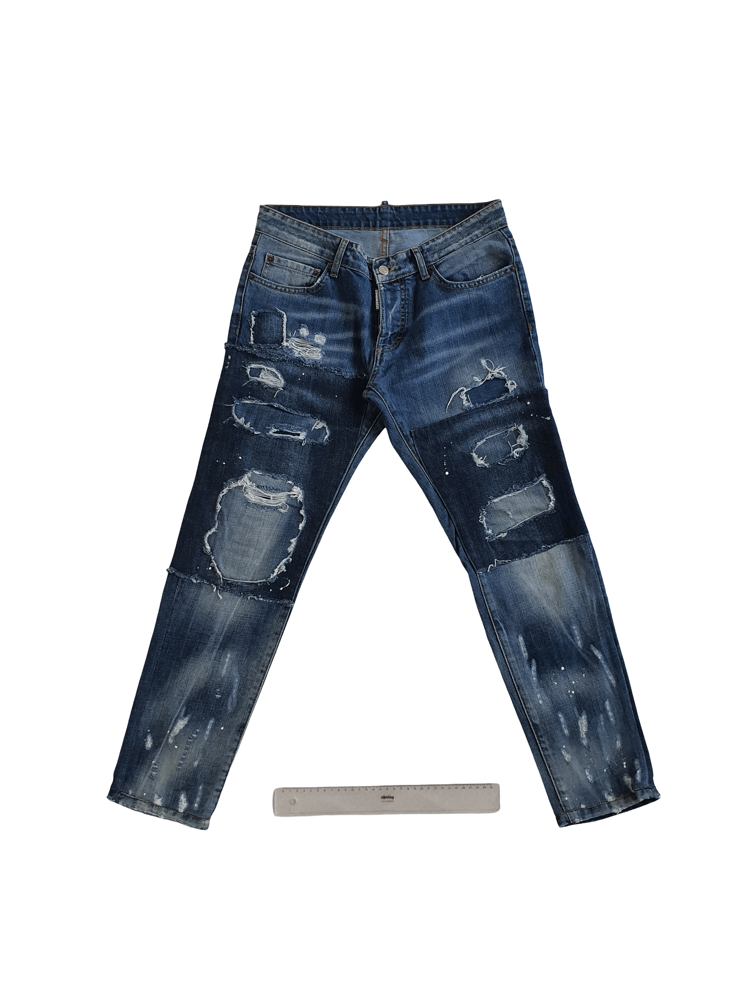 Dsquared2 Heavily Distressed Patchwork Paint Splatter Denim Jeans Size US 30 / EU 46 - 1 Thumbnail