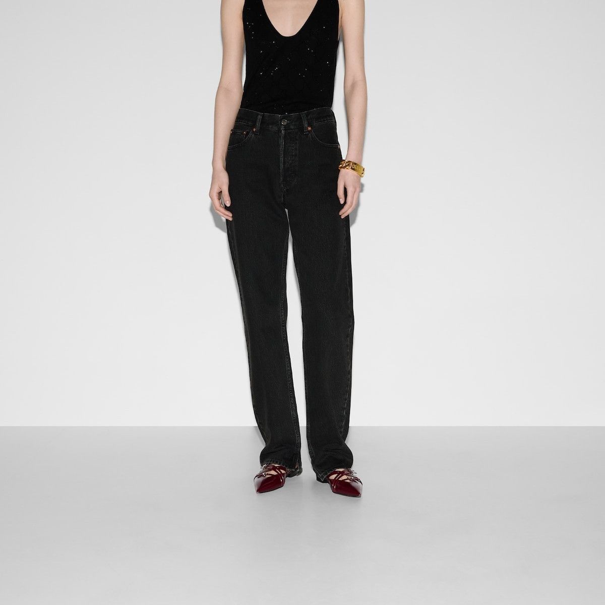 Gucci oc11z1125 Straight Denim Pant With Laser Detail Grey Washed Size 30" / US 8 / IT 44 - 5 Thumbnail