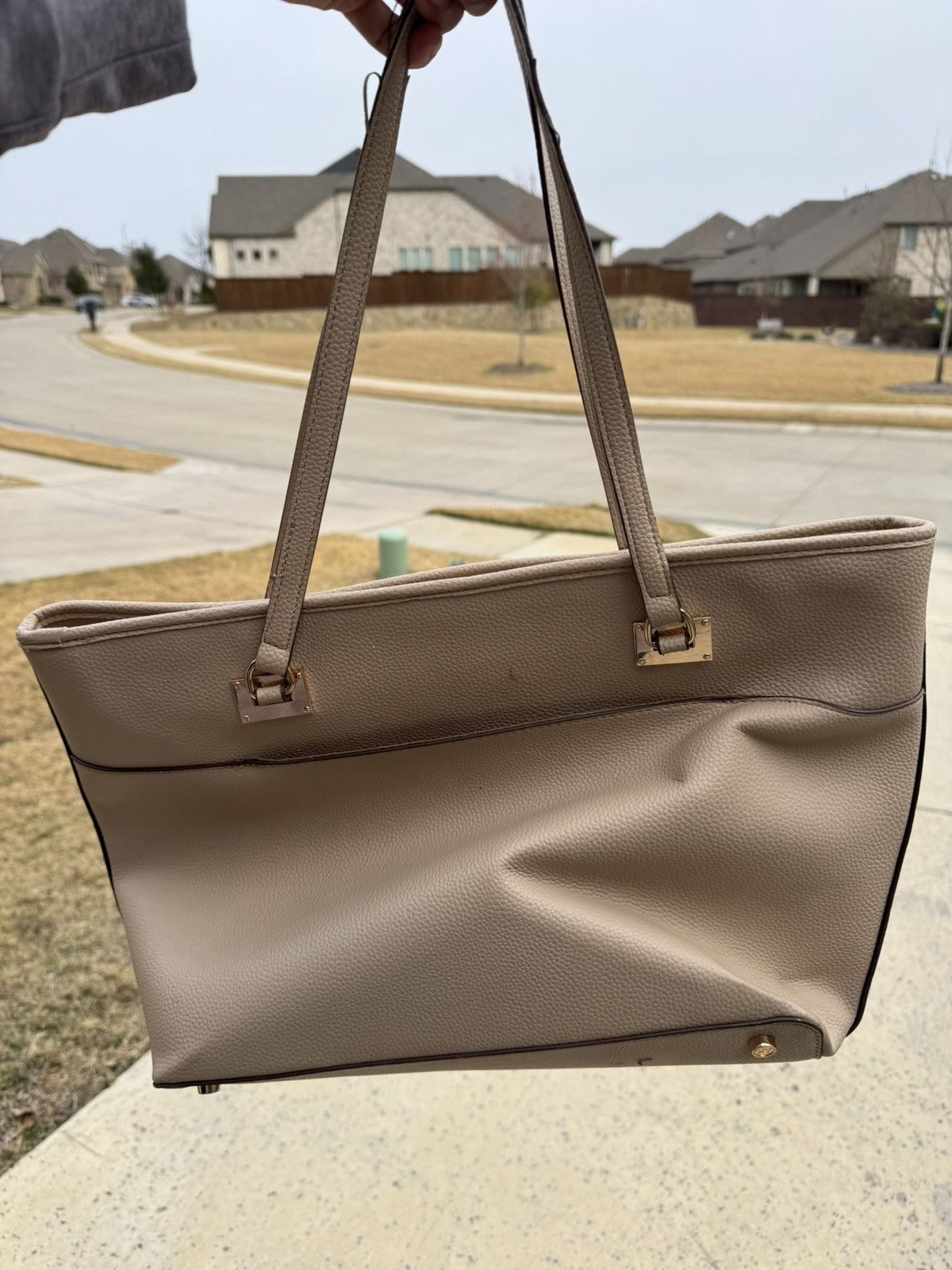 Anne Klein Anne Klein Large Tote Purse – Taupe/Beige Size ONE SIZE - 3 Thumbnail