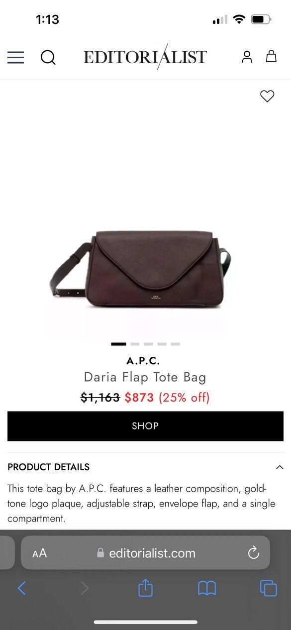 A.P.C. Daria Flap Bag in Burgundy Size ONE SIZE - 6 Thumbnail