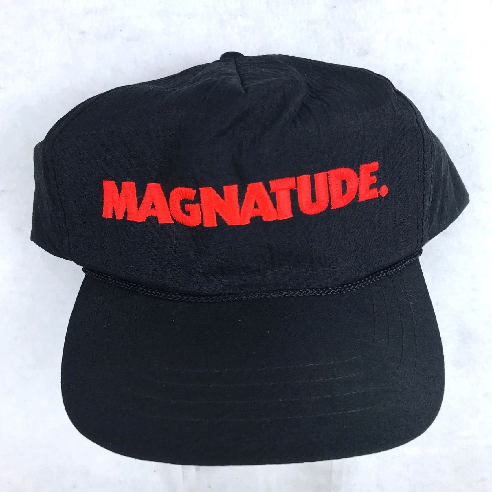 Vintage VINTAGE Magna Cigarettes Magnitude Snapback Hat Nylon Tobacco Black Adjustable Men 80s 90s Snapback Mens Size ONE SIZE - 4 Thumbnail