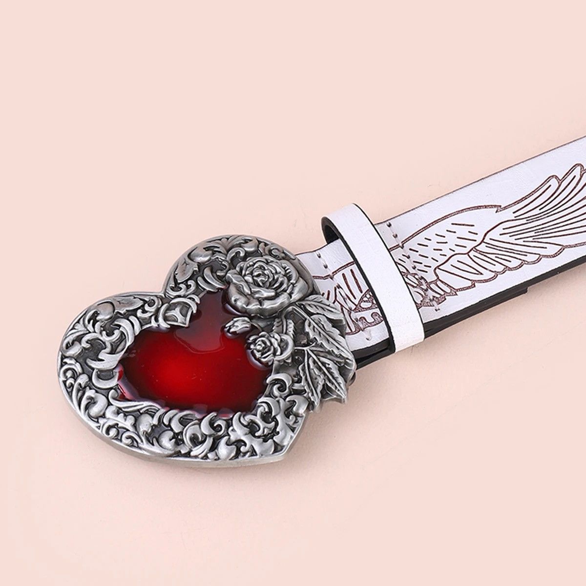 Japanese Brand × Vintage Leather Belt Red Heart Size ONE SIZE - 5 Thumbnail