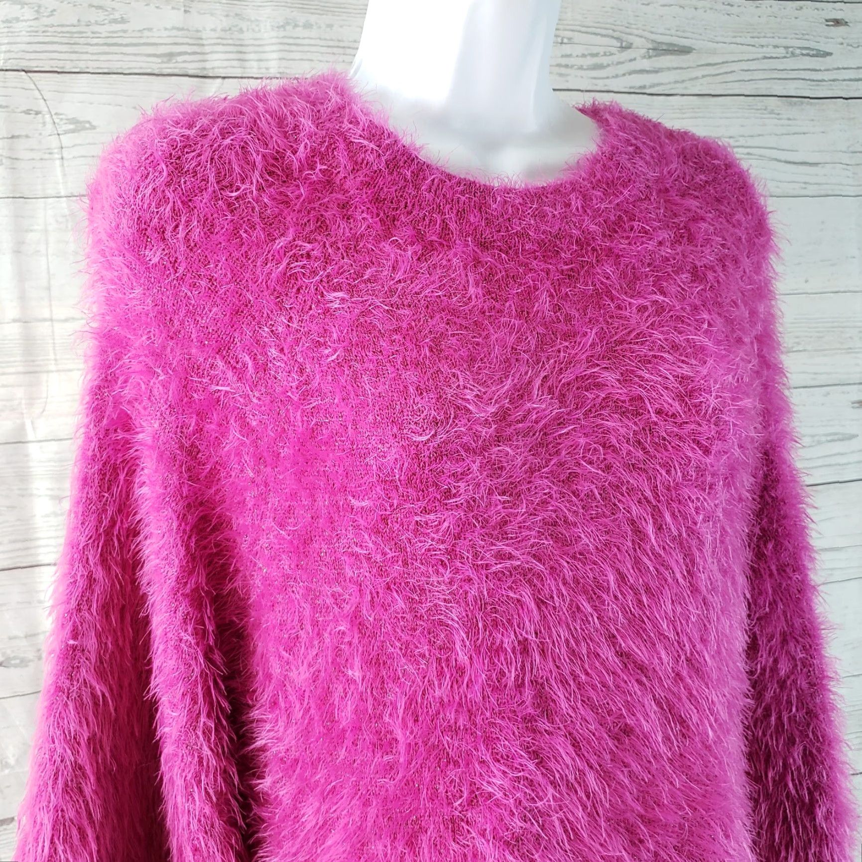 NIC+ZOE NIC+ZOE Womens Eyelash Sweater XS Pink 3/4 Sleeve Pullover Knit Rolling? Size XS / US 0-2 / IT 36-38 - 2 Thumbnail