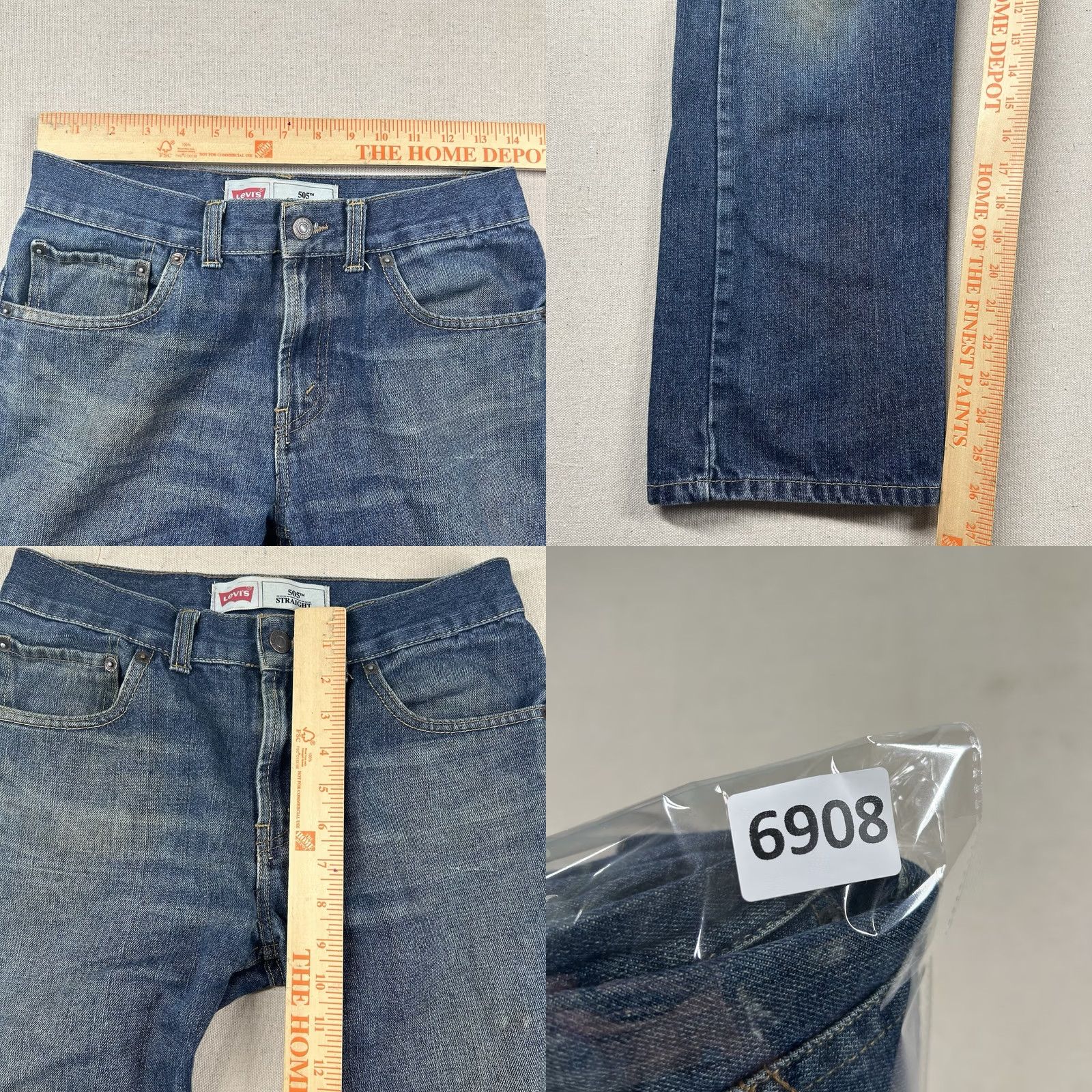 Levi's VINTAGE Levi's 505 Jeans Womens 16 Reg Straight Distressed Y2K 28x27 Blue 100% Cotton Denim Jeans Mens Womens Boys Girls Size 38" / US 16 / IT 52 - 8 Thumbnail