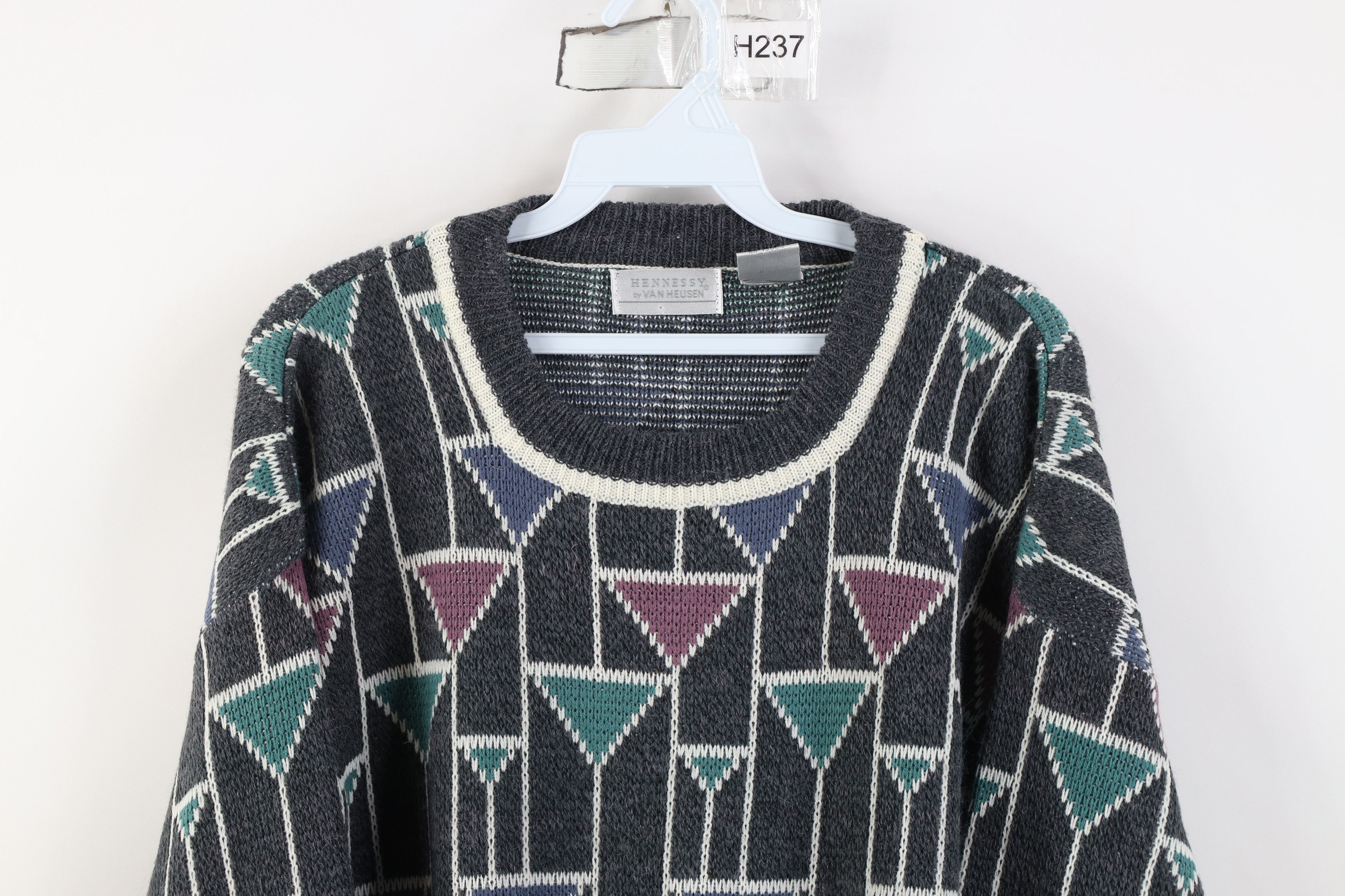 Vintage Vintage 90s Streetwear Triangle Knit Crewneck Sweater Size US L / EU 52-54 / 3 - 2 Thumbnail