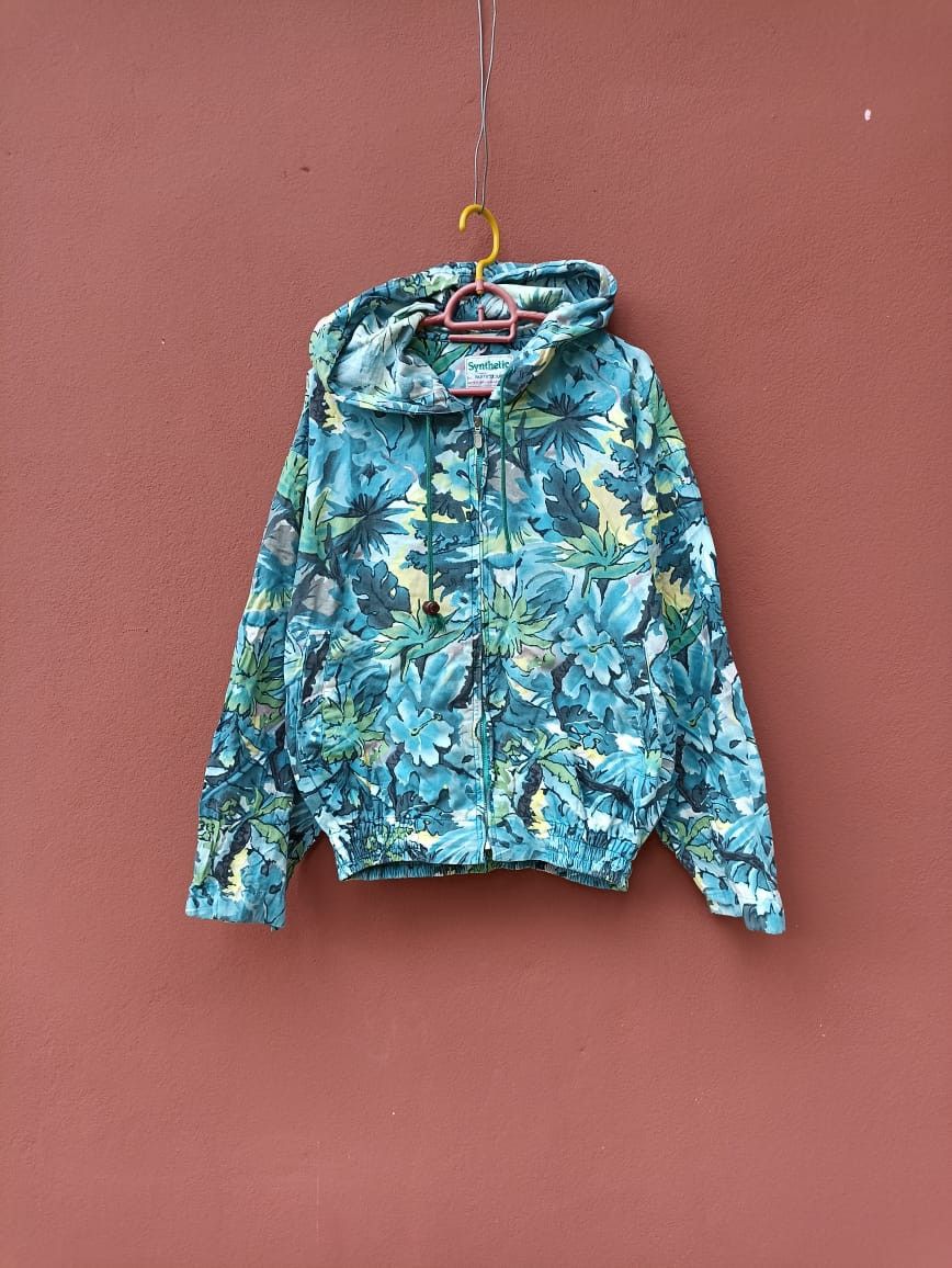 Japanese Brand × Vintage Zipper hoodie Full flower tye Die design Size L / US 10 / IT 46 - 1 Thumbnail