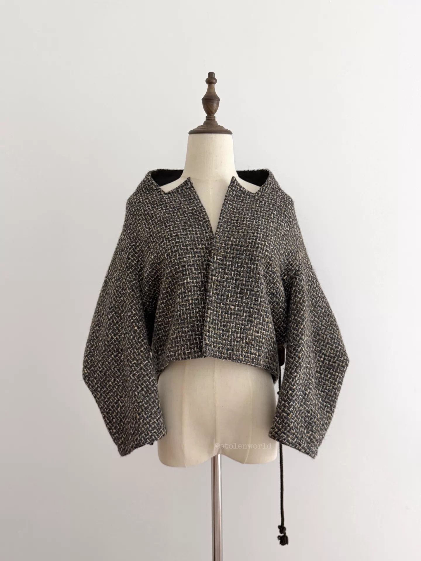 Y's Y's Yohji Wool Tweed Drawstring Short Jacket S2 Size XS / US 0-2 / IT 36-38 - 1 Thumbnail