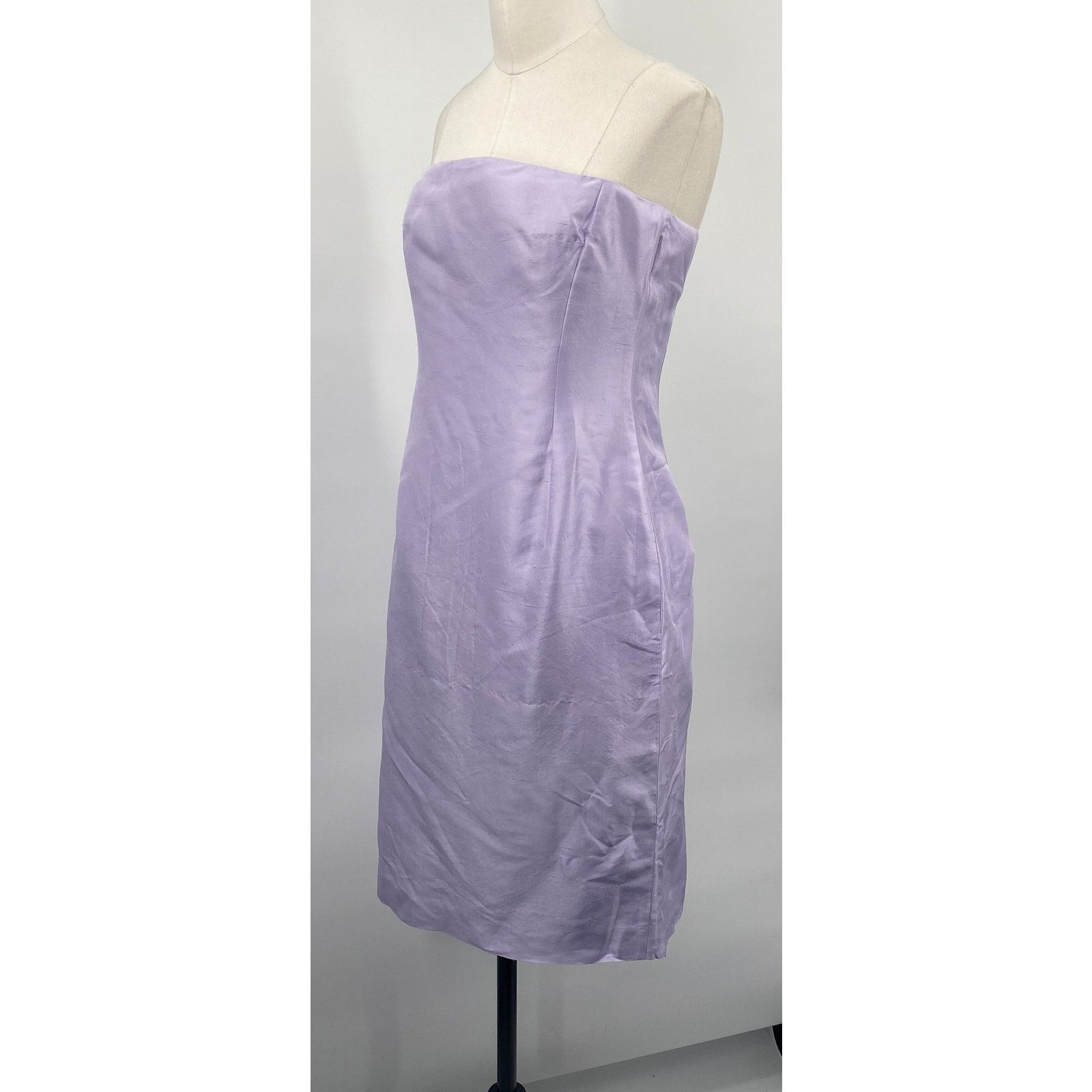 Vintage Vintage Y2k Ralph Lauren Raw Silk Mini Dress Strapless Lilac Size M / US 6-8 / IT 42-44 - 4 Thumbnail