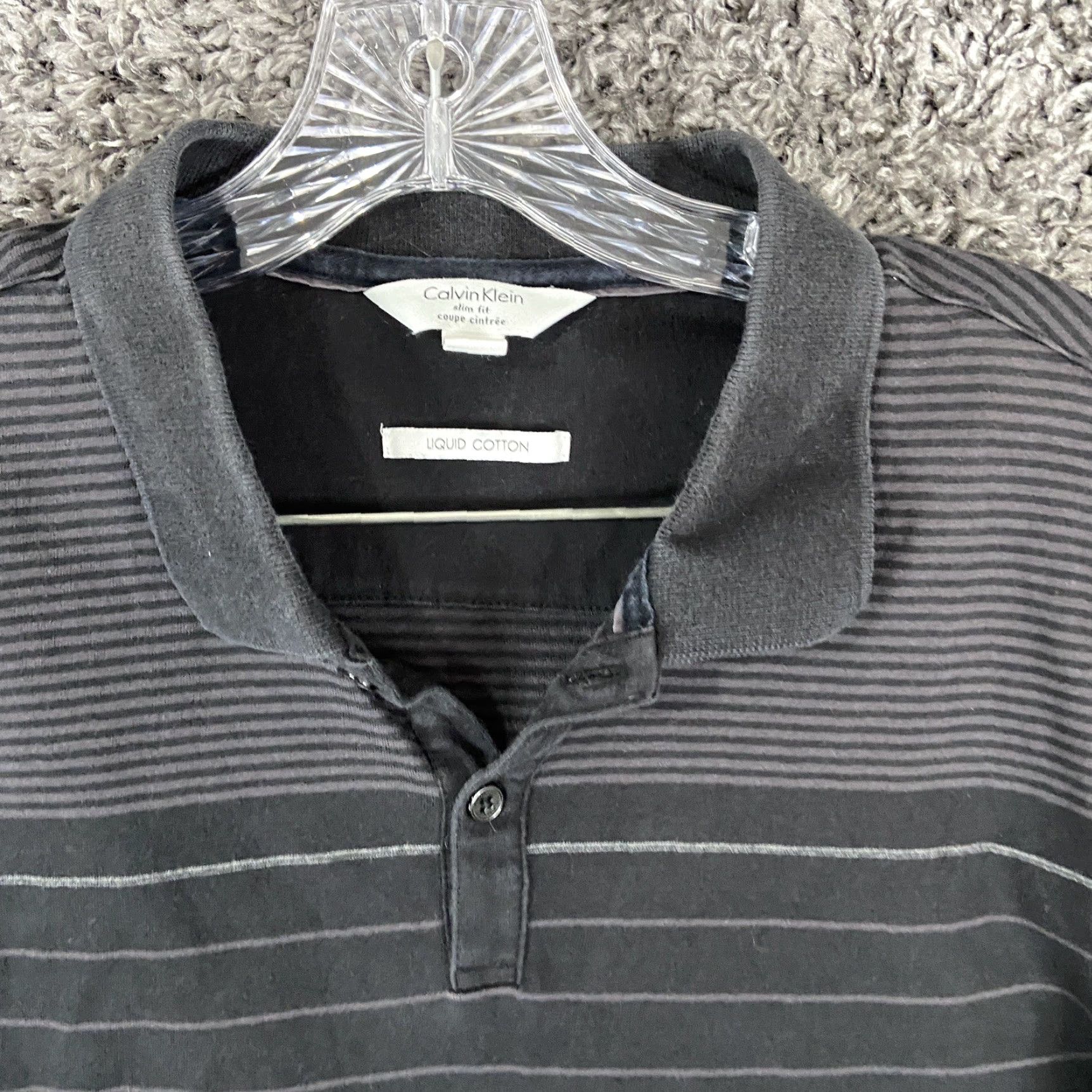 Calvin Klein CALVIN KLEIN Polo Shirt Slim Fit Men Neck Striped Black L Cotton Segmented 2010s Mens Size US L / EU 52-54 / 3 - 6 Thumbnail