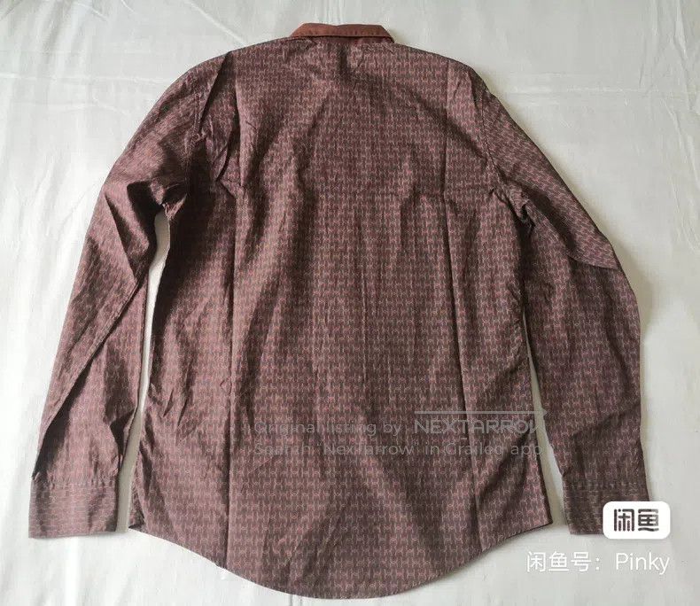 Hermes Hermes size 41 Men's shirt, burgundy, 100% pure cotton Size US S / EU 44-46 / 1 - 6 Thumbnail