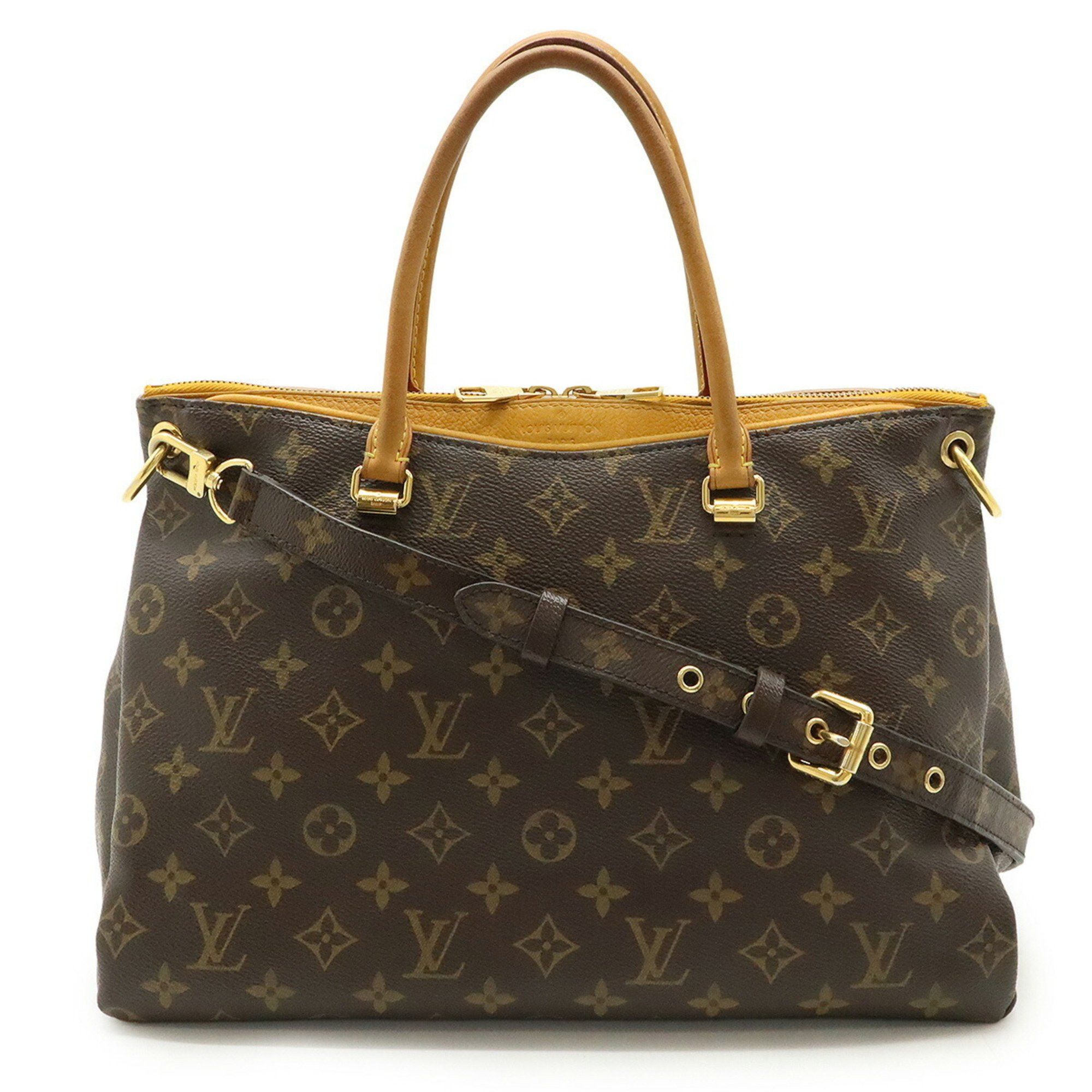 Louis Vuitton Monogram Pallas Handbag Tote Bag Shoulder Saffron Yellow M40929, Women's