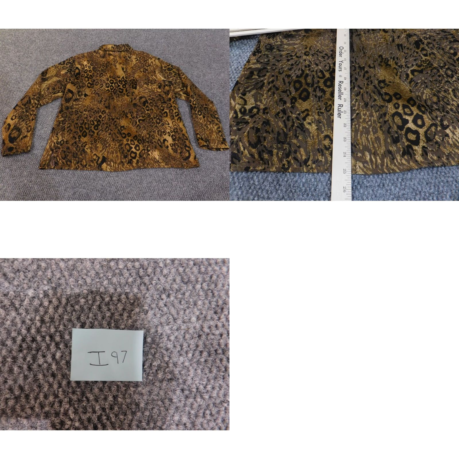 Coldwater Creek Coldwater Creek Shirt Womens L Brown Animal Print Button-Up Knit Polyester Viscose Ruffle Casual Size L / US 10 / IT 46 - 8 Thumbnail