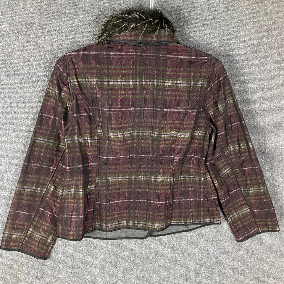 Chicos Chico's Coat Women's Size 1 Fur Collar Lined Striped Size XS / US 0-2 / IT 36-38 - 7 Thumbnail