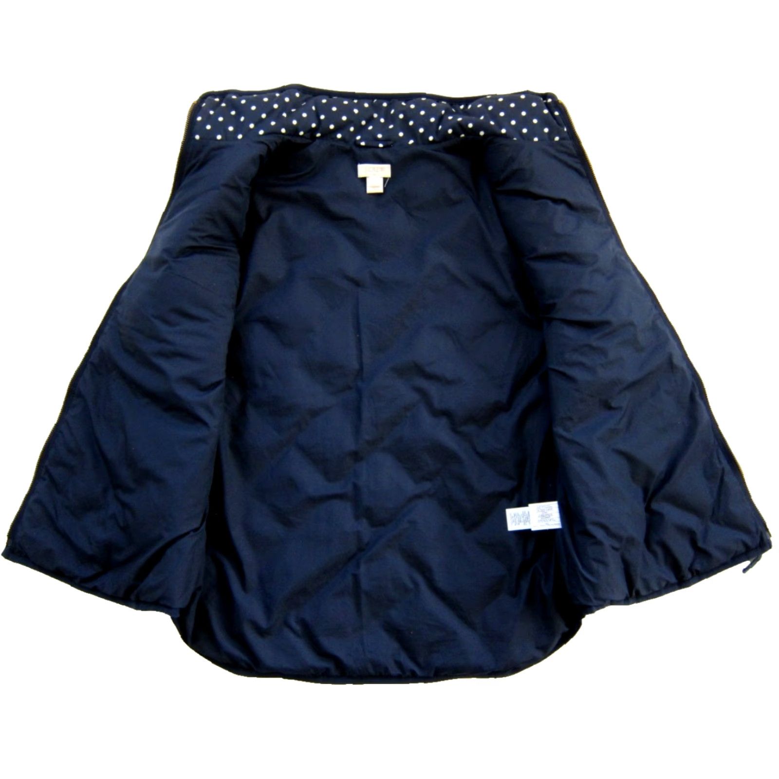 J.Crew J.CREW Navy Blue White Polka Dot Quilted Full Zip Puff Vest Women L Size L / US 10 / IT 46 - 4 Thumbnail
