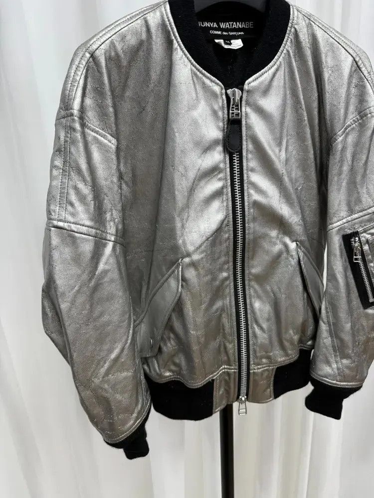 Junya Watanabe Junya Watanabe Silver Vegan Leather Bomber Size US M / EU 48-50 / 2 - 2 Thumbnail