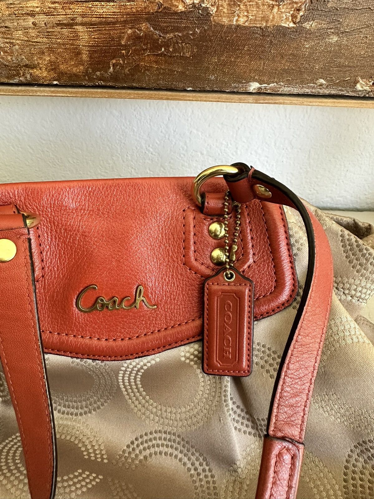 Coach Coach Ashley Dotted Op Art Beige Orange Carry All Satchel Size ONE SIZE - 5 Thumbnail