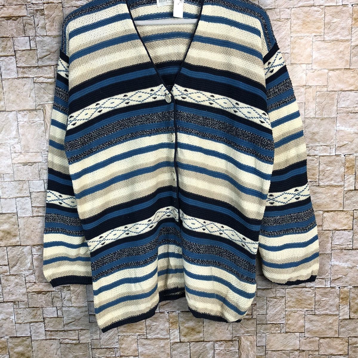 Homespun Knitwear × Japanese Brand Belle Maison senshukai japan Blue Cardigan knitwear #A227 Size US L / EU 52-54 / 3 - 3 Thumbnail