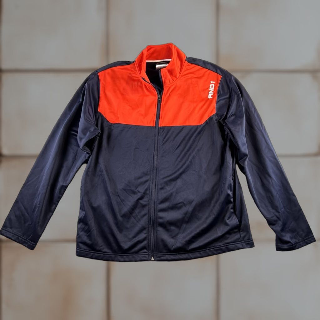 Vintage AND1 Jacket Mens XL Blue Orange Full Zip Track Jacket Basketball Warm Up Training Size US M / EU 48-50 / 2 - 1 Thumbnail
