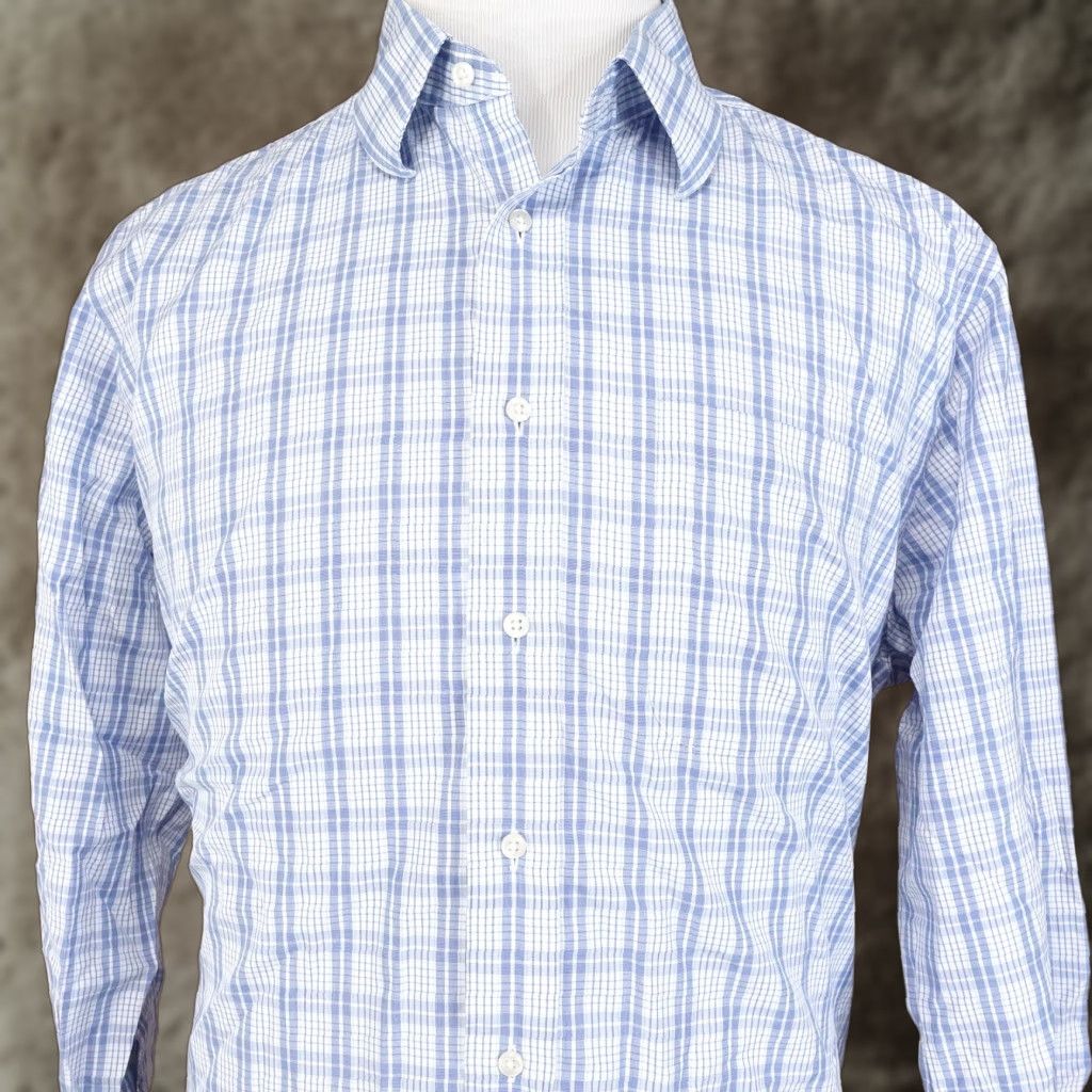 Nordstrom Nordstrom Men's Dress Shirt, Blue Plaid, Regular Fit, Long Sleeve, Size 16.5/33, Wrinkle-Free Cotton, Business Casual Formal Size 42R - 1 Thumbnail