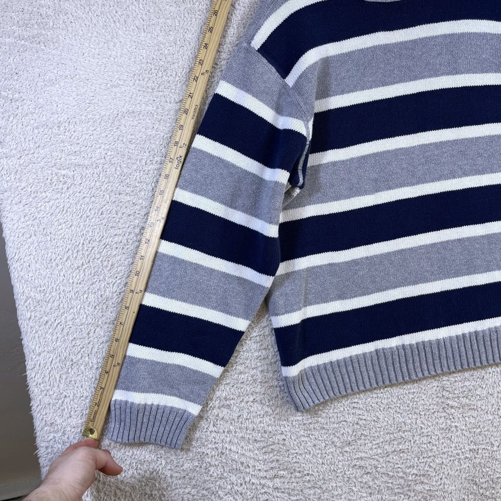 Basic Editions VINTAGE Basic Editions Sweater Mens Large Striped Knit Grandpa Grunge 90's Y2K Crew Neck Pullover Size US L / EU 52-54 / 3 - 6 Thumbnail