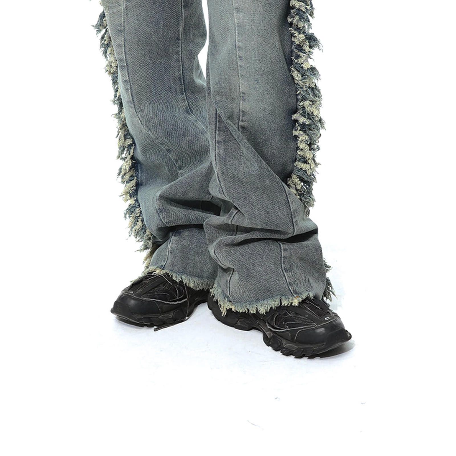 Vintage Distressed Flared Tassel Jeans Size US 33 - 9 Thumbnail