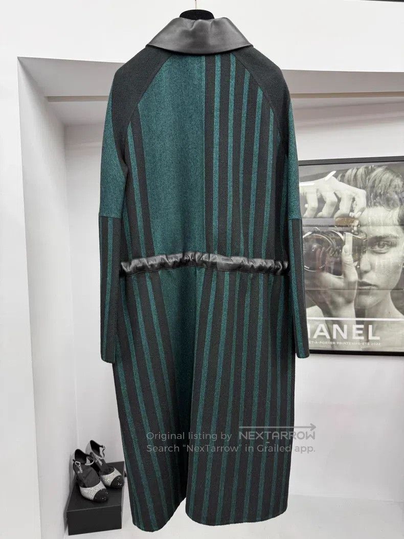 Hermes Hermes Black and green striped cashmere coat Size XS / US 0-2 / IT 36-38 - 3 Thumbnail