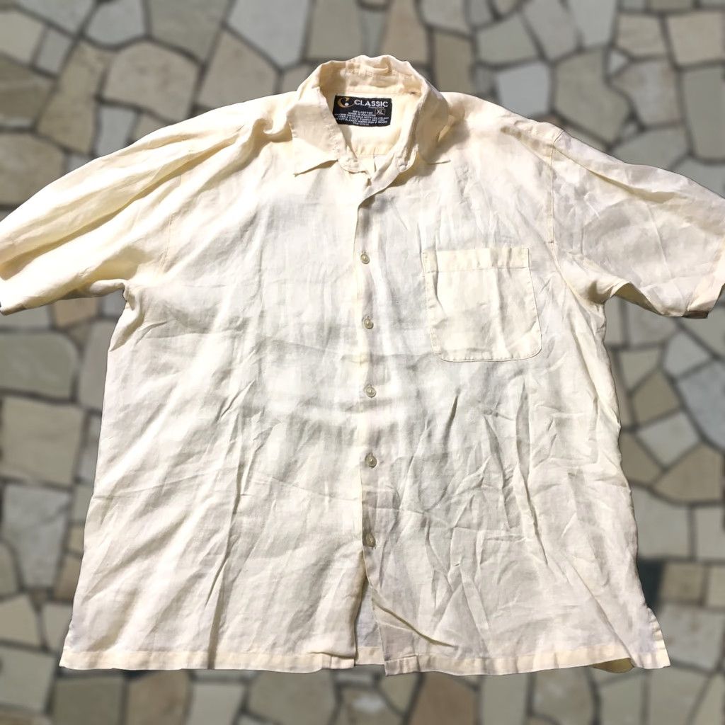 Vintage CLASSIC Rugged Outdoor Wear Cotton Button-Up Shirt Mens XL Yellow Beige Pocket Short Sleeve Size US XL / EU 56 / 4 - 1 Thumbnail