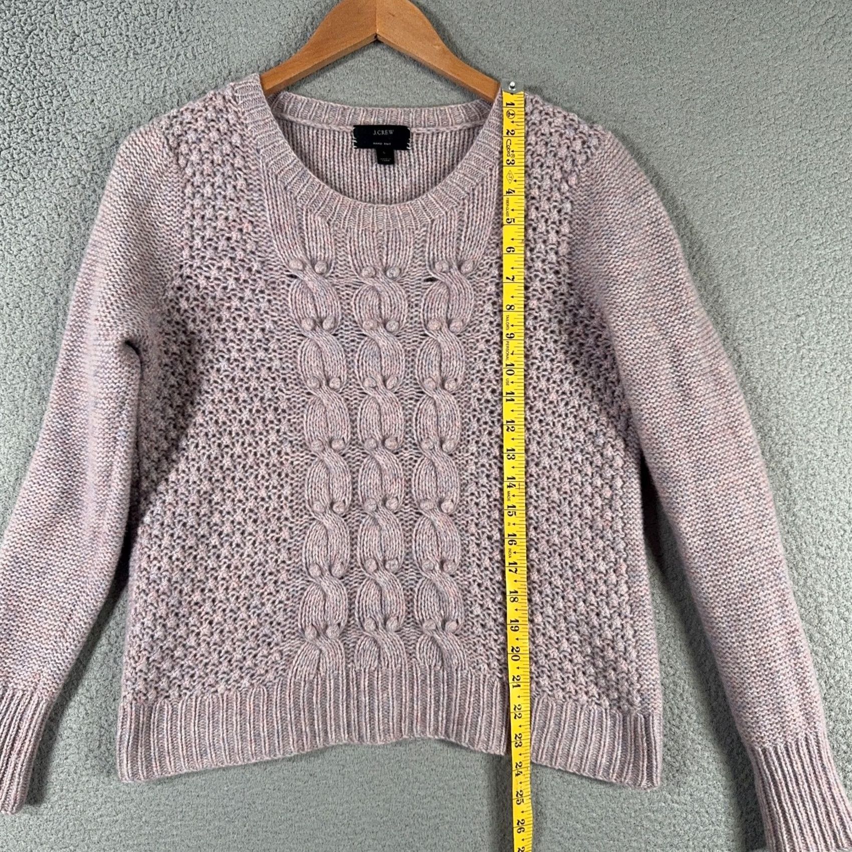 J.Crew J.CREW Pullover Sweater Womens L Cable-Knit Wool Round Neck Purple Pink Bohemian Colorful Designer Lightweight Size L / US 10 / IT 46 - 7 Thumbnail
