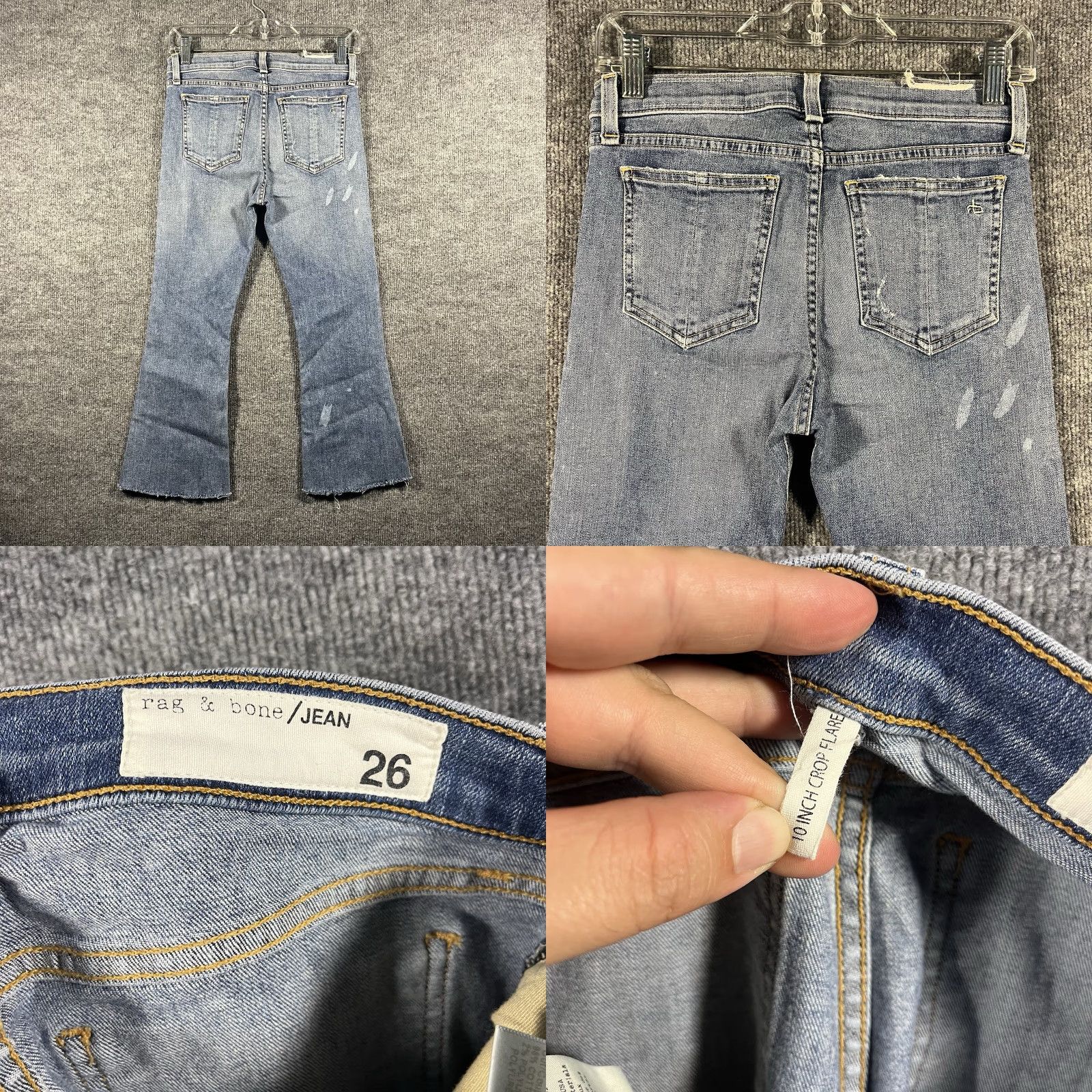 Rag & Bone rag & bone Jeans Women's Jeans 26 Blue Denim Medium Wash Distressed 10 Inch Crop Flare Size 26" / US 2 / IT 38 - 8 Thumbnail