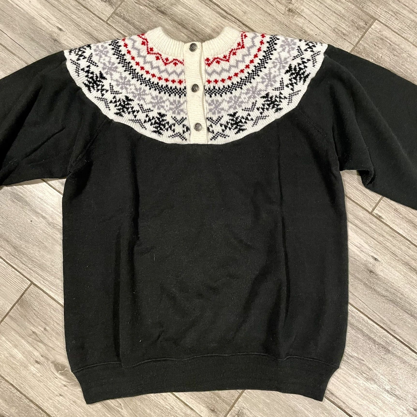 Hanes VINTAGE Hanes Sweatshirt Knitted Snow Print Black L Crew Neck Patchwork Glove? Size US L / EU 52-54 / 3 - 4 Thumbnail