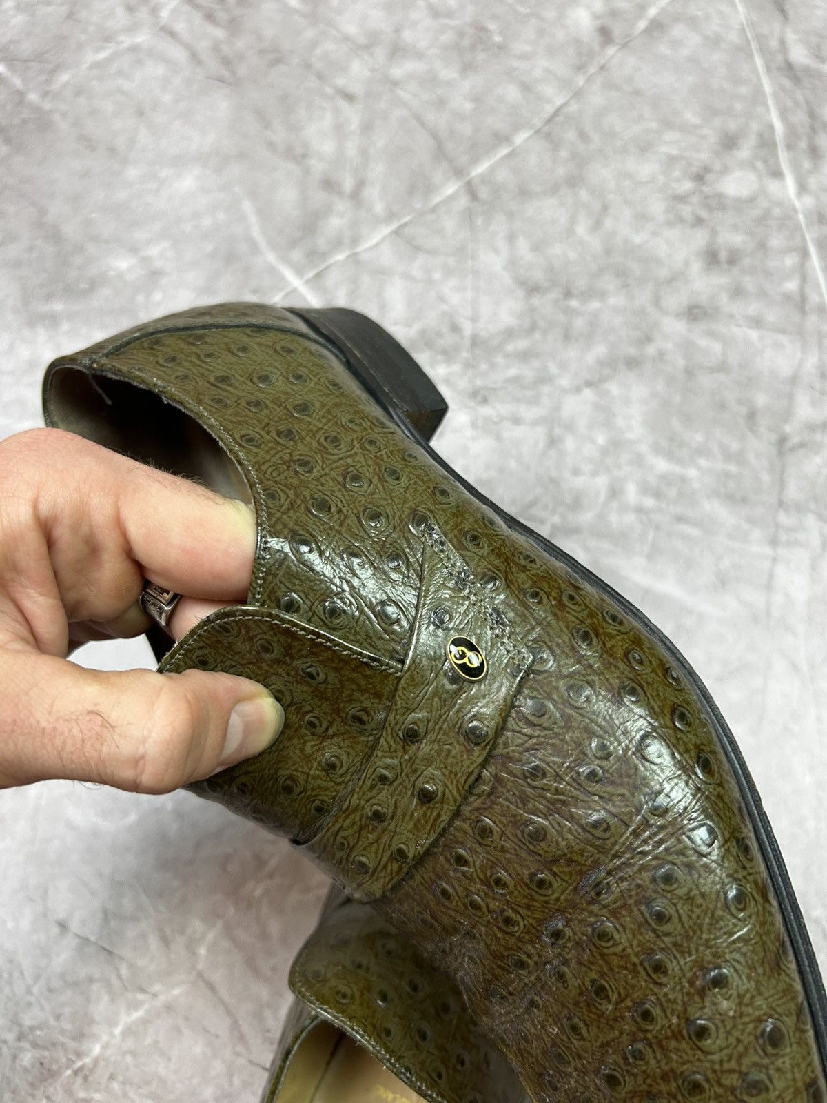 Grenson GRENSON TOP GALLANTS Men's Green Crocodile Leather Slip-On Size US 9 / EU 42 - 7 Thumbnail