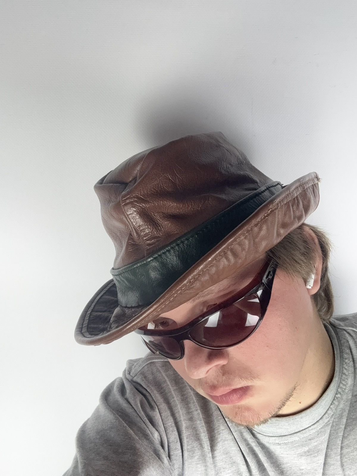 Vintage Vintage 90s Leather Western Rock USA Cowboy fedora hat Size ONE SIZE - 2 Thumbnail