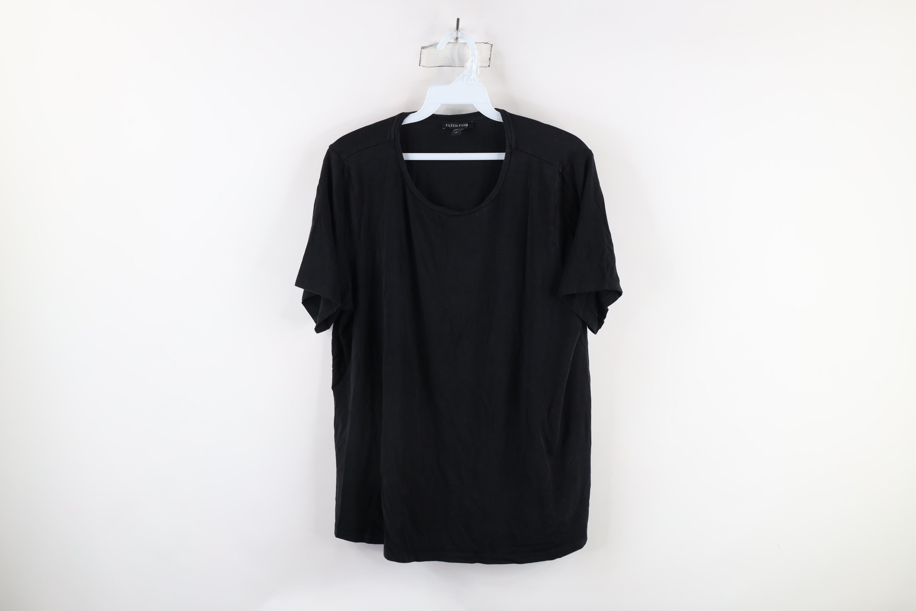 Eileen Fisher × Vintage Eileen Fisher Blank Stretch Knit Short Sleeve T-Shirt Black Size L / US 10 / IT 46 - 1 Thumbnail