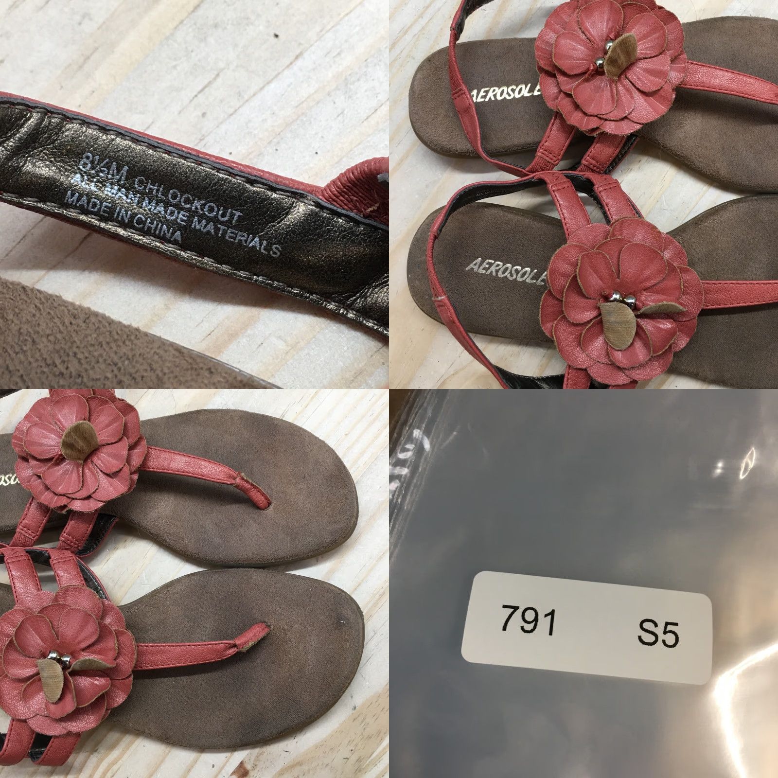 Vintage Aerosoles Sandals Womens 8.5M Pink Chlockout T Strap Floral Slip On Faux Leather Shoes Size US 9 / IT 39 - 9 Thumbnail