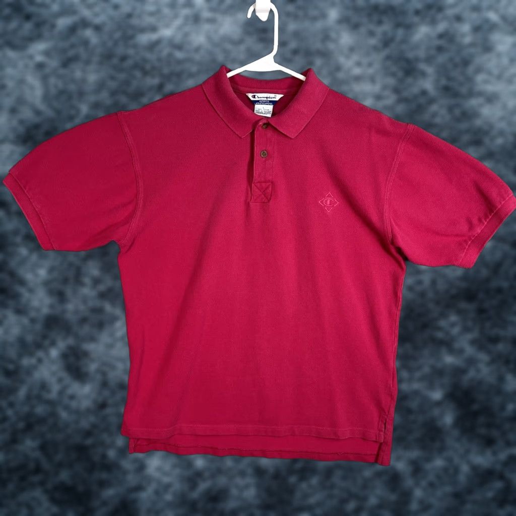 Champion VINTAGE Champion Classic Logo Polo Shirt Mens Adult Large Pink Short Sleeve Shirt Polo Mens Size US L / EU 52-54 / 3 - 1 Thumbnail